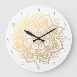 Elegant Guld Mandala Wall Clock Stor Klocka
