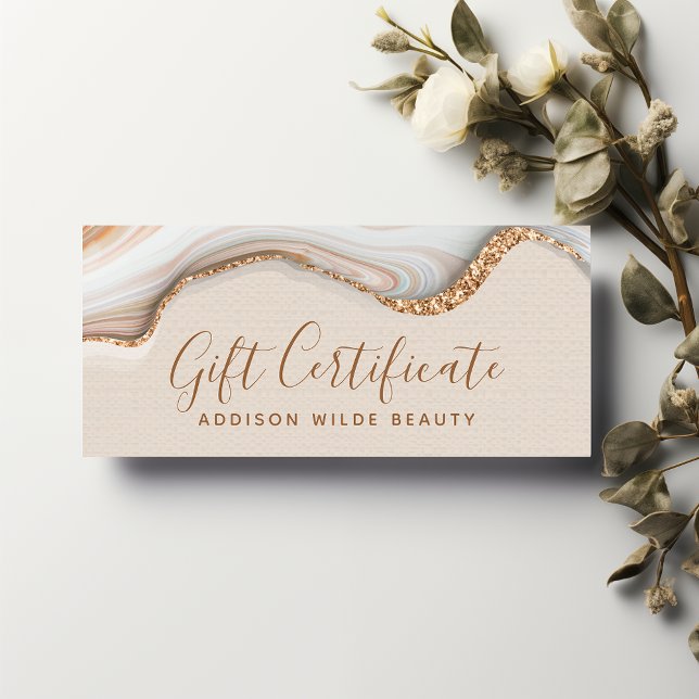Elegant Guld marble Agate Gift Certificate (Skapare uppladdad)