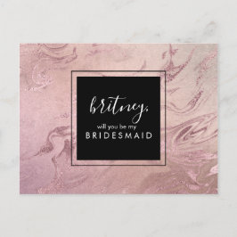 Elegant guld marble blir min brud inbjudan vykort