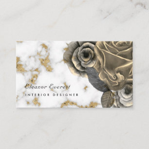 Elegant guld marble blommigt ro professionell visitkort