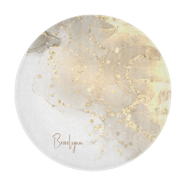 Elegant Guld Marble Glitter Namn (Framsidan)