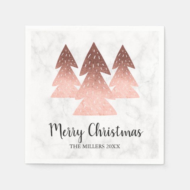 Elegant guld marble God jul träd Pappersservett (Framsidan)