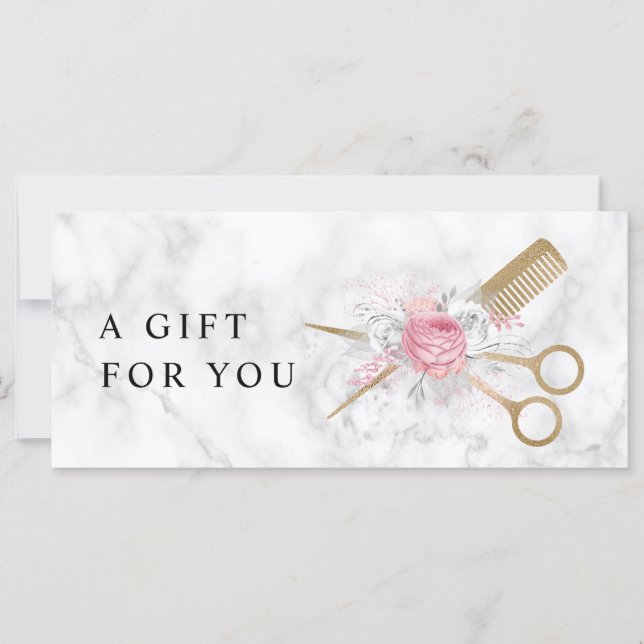 Elegant guld marble saissors & comb hairstylist (Framsida)