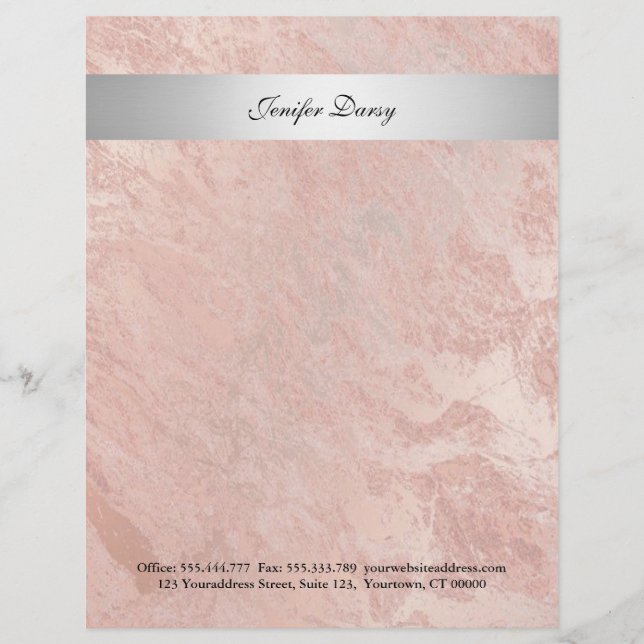 Elegant guld marble silver rand brevhuvud (Framsida)
