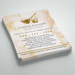 Elegant Guld Marble Städning Services Flygblad