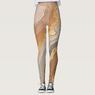 Elegant Guld Marble: Stilized Background. Leggings