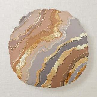 Elegant Guld Marble: Stilized Background. Rund Kudde