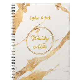 Elegant Guld Marmor Bröllopsanteckningar Notebook Anteckningsbok
