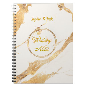 Elegant Guld Marmor Bröllopsanteckningar Notebook Anteckningsbok