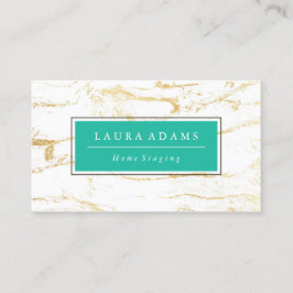 Elegant guld- marmor- & havsgrönt visitkort