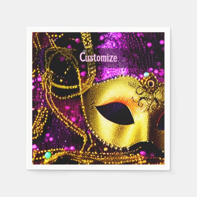 Elegant Guld Mask Pappersservett (Framsidan)