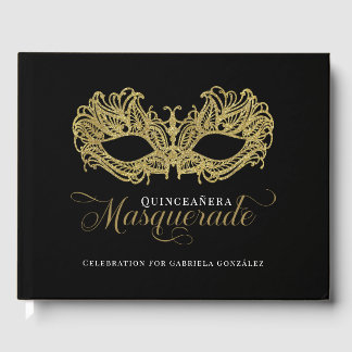 Elegant Guld MasqueraQuinceanera Gästböcker