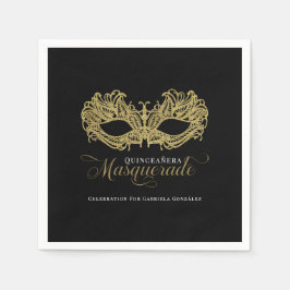 Elegant Guld MasqueraQuinceanera Party Pappersservett
