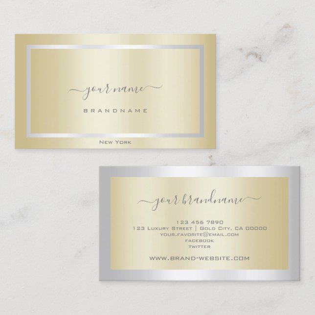 Elegant Guld med Professionellen Silver Ram Visitkort (Fram/baksida)