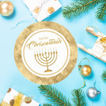 Elegant Guld Menorah Jewish Merry Chrismukkah Runt Klistermärke<br><div class="desc">Elegant Guld Menorah Jewish Hanukkah Merry Chrismukkah Stickers</div>