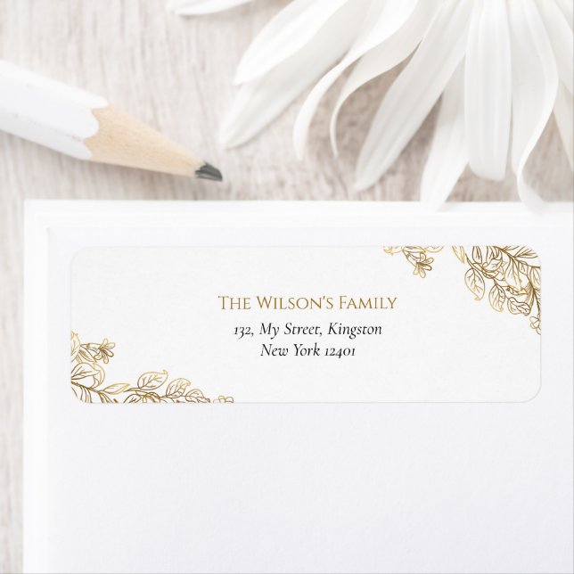 Elegant Guld Merrier ToTillsammans God jul Returadress Etikett (Insitu)