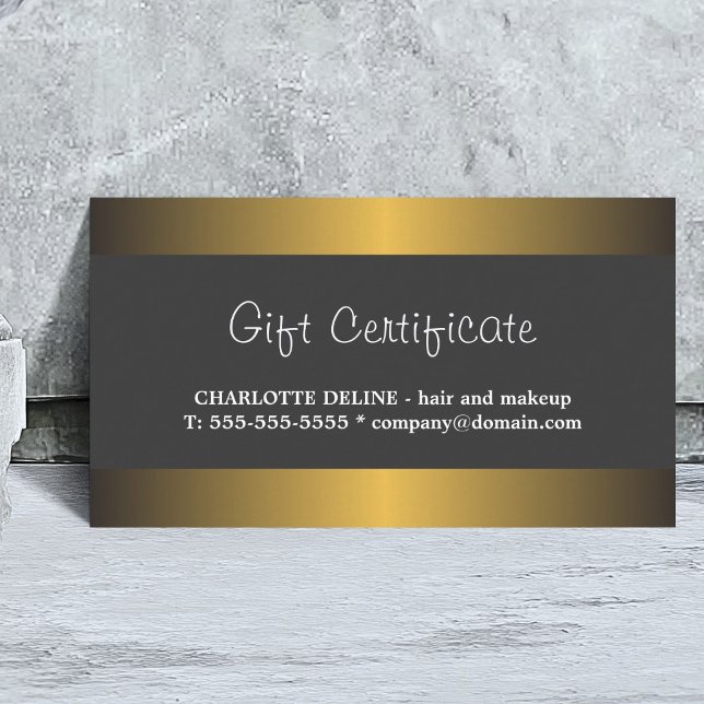 Elegant guld metall vit skönhetspresentcertifikat rabattkort (Skapare uppladdad)