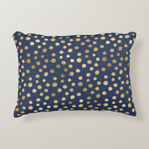 Elegant Guld Metallic Navy Blue Cheetah Mönster Prydnadskudde