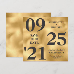 Elegant Guld Metallic Shimmer Modern Spara datum Inbjudningar