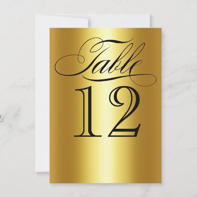 Elegant guld metallisk bord nummer Glam Bling Inbjudningar (Framsida)