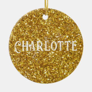 Elegant guld-miniatyrdiagram glitter personifierar julgransprydnad keramik