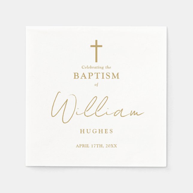 Elegant Guld: Minimalistisk baptism, julklappning Pappersservett (Framsidan)