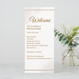 Elegant guld minimalistiskt bröllopsprogram