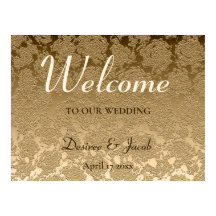 Elegant Guld Modern Blommigt Välkommen till Bröllo