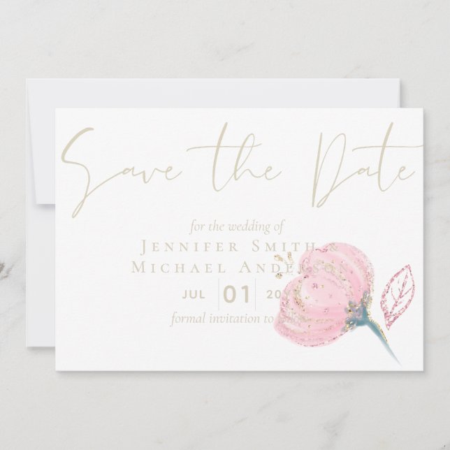 Elegant Guld Modern Bröllop Gnistra (Framsida)