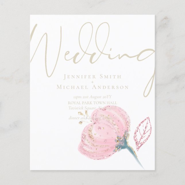 Elegant Guld Modern Bröllop Gnistra (Framsida)