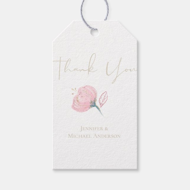 Elegant Guld Modern Bröllop Gnistra Presentetikett (Framsidan)