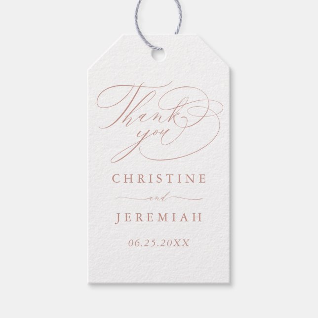 Elegant, Guld, Modern Bröllop Tack Presentetikett (Framsidan)