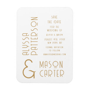 Elegant guld modern bröllops sparande datum magnet