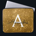 Elegant Guld Modern Gnistra Monogram Laptop Sleeve<br><div class="desc">Elegant Guld Faux Glimmer och Gnistra Elegant Monogram Fodral. Fodral kan anpassas så att det omfattar ditt första och första namn.</div>