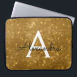 Elegant Guld Modern Gnistra Monogram Laptop Sleeve<br><div class="desc">Elegant Guld Faux Glimmer och Gnistra Elegant Monogram Fodral. Fodral kan anpassas så att det omfattar ditt första och första namn.</div>