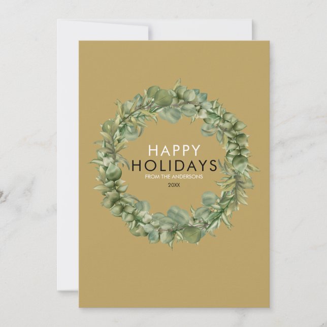 Elegant Guld Modern Greenery God jul Julkort (Framsida)