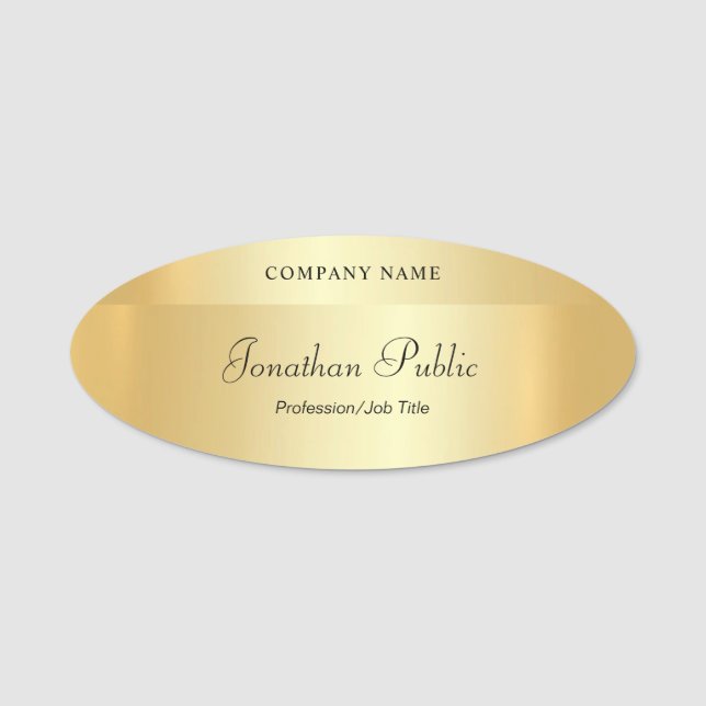 Elegant Guld Modern handskriftsmall Namnbricka (Framsida)