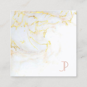 Elegant guld- modern marmorlyx för initial fyrkantigt visitkort