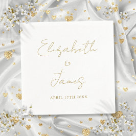 Elegant guld modern minimalist script bröllop pappersservett