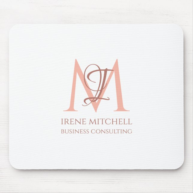 Elegant, Guld Modern Monogram Namn Musmatta (Framsidan)