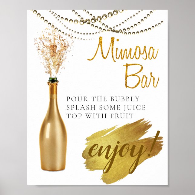 Elegant Guld Möhippa Brunch Mimosa Pub Underskrift Poster (Framsidan)