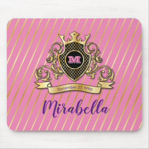 Elegant Guld Monagram Fashioned Mouse Pad Musmatta