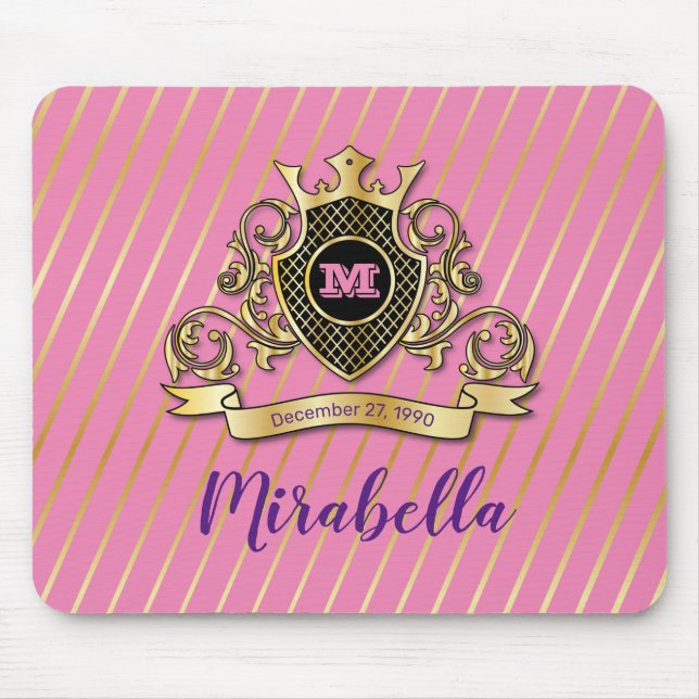Elegant Guld Monagram Fashioned Mouse Pad Musmatta (Framsidan)