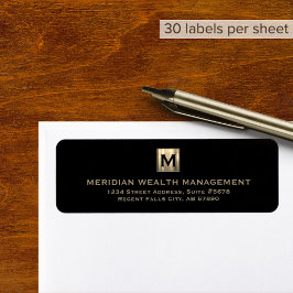 Elegant Guld Monogram-Adressetiketter Returadress Etikett