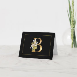 Elegant Guld Monogram B med blomsteranteckningskor Anteckningskort