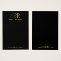 Elegant Guld Monogram Black Earring Visning Card