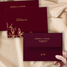 Elegant guld monogram blommigt burgundy bröllop