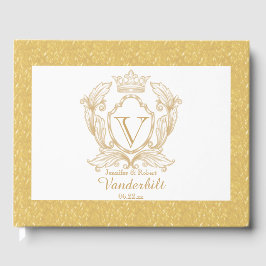 Elegant Guld Monogram Bröllop Guest Bok