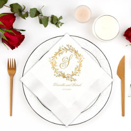 Elegant Guld Monogram Bröllop Pappersservett
