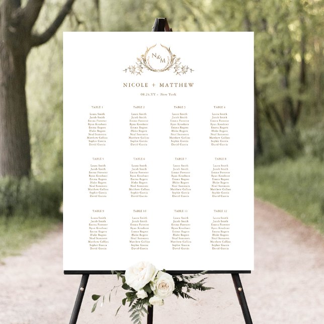 Elegant Guld monogram Bröllop-skylt över sätesdiag Poster (Skapare uppladdad)